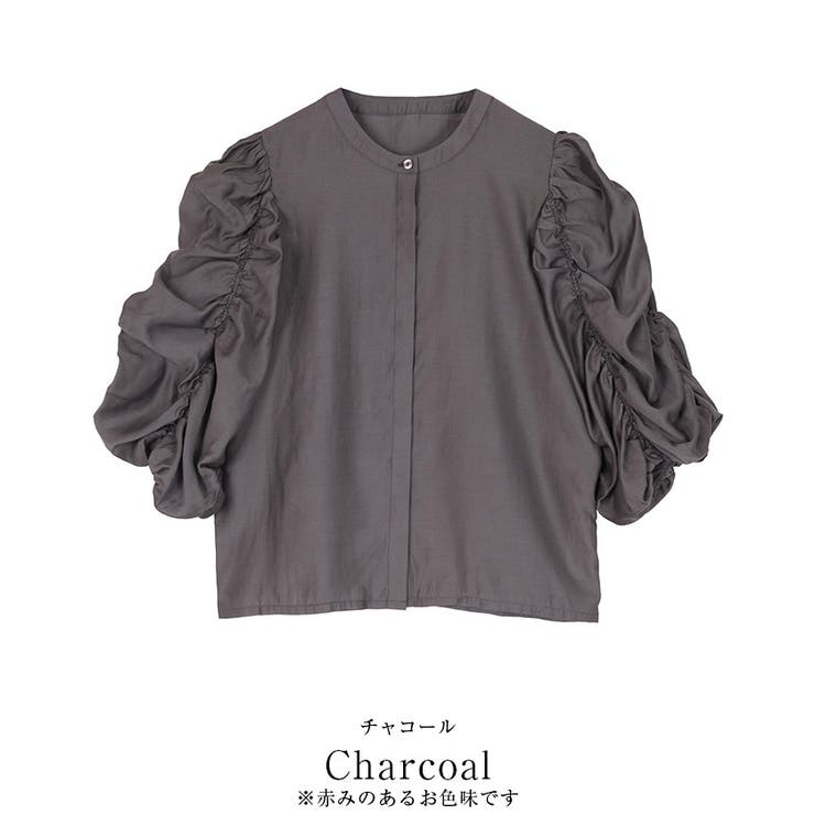 シャーリングデザインスリーブバンドカラーブラウス【UR’S ユアーズ】 | titivate | 詳細画像7 