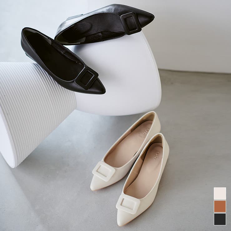 3cmヒールバックルデザインパンプス 靴 レディース[品番：TV000015965