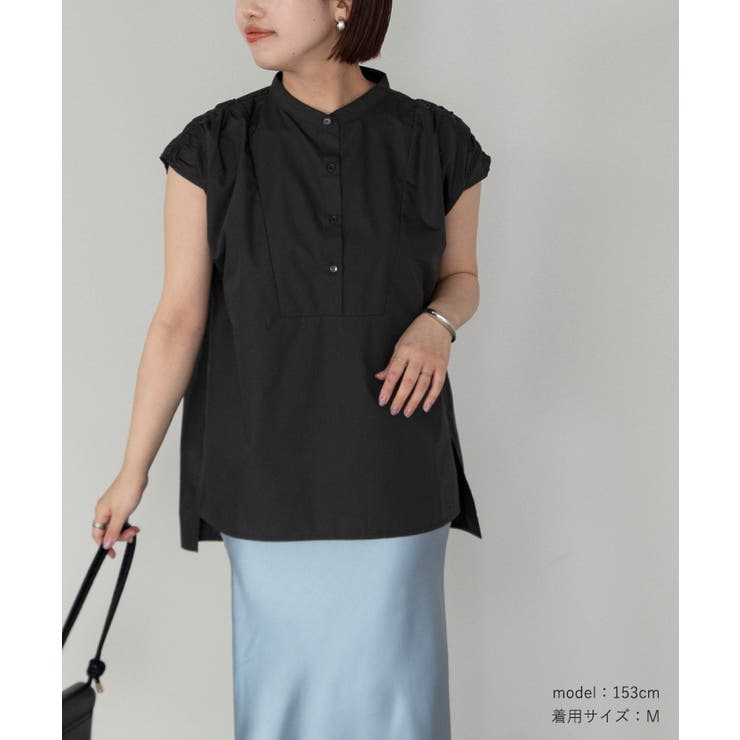スタンドカラーショルダーギャザーブザムシャツ【UR’S ユアーズ】 | titivate | 詳細画像20 