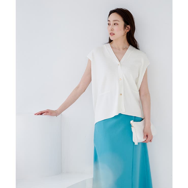 ゴールド釦Vネックフレンチスリーブニット【UR’S ユアーズ】 | titivate | 詳細画像20 