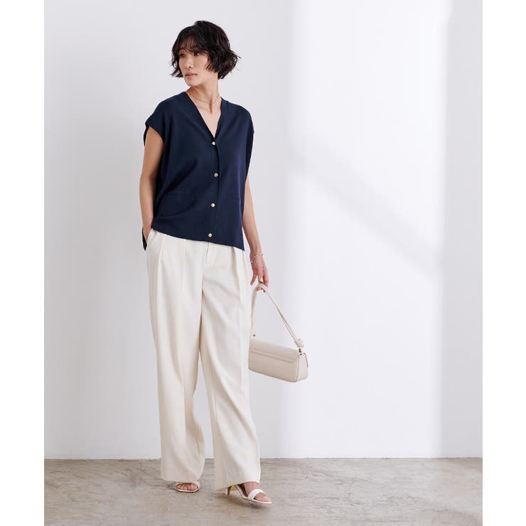 ゴールド釦Vネックフレンチスリーブニット【UR’S ユアーズ】 | titivate | 詳細画像24 