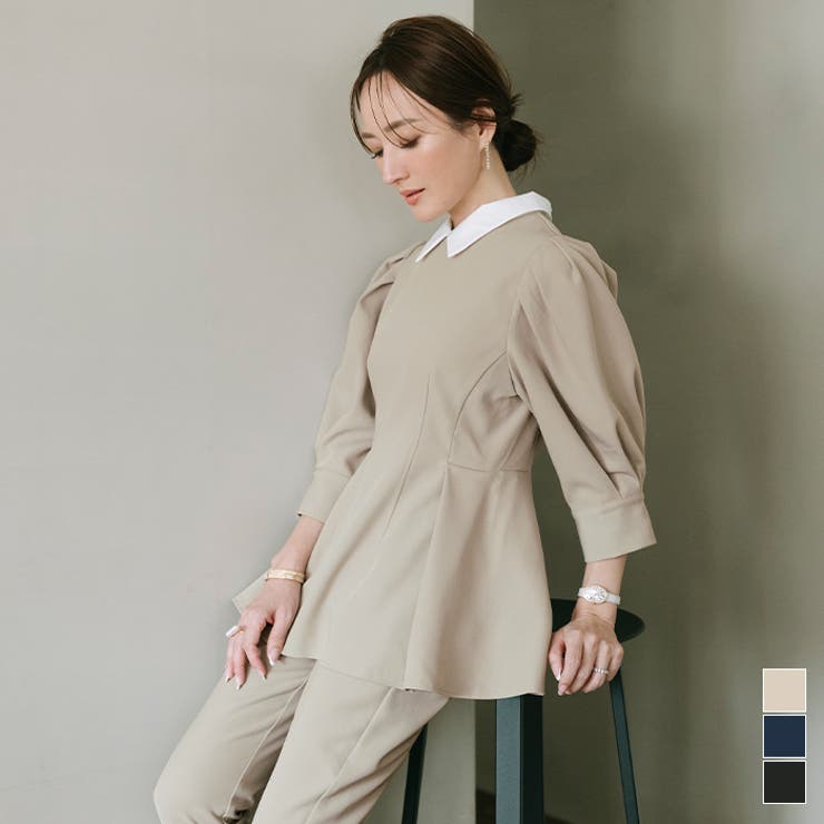 2way襟付タックペプラムトップス【UR’S ユアーズ】 | titivate | 詳細画像1 