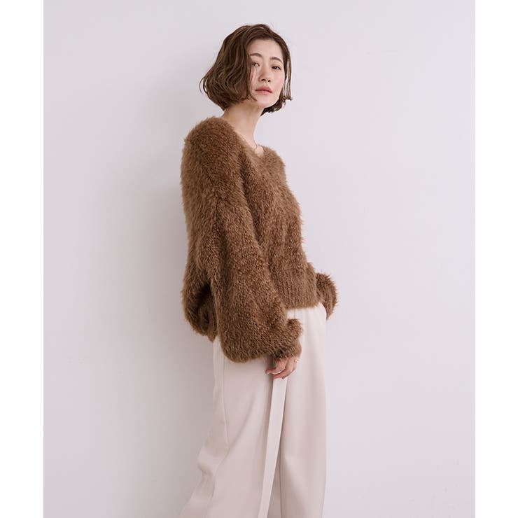 Vネックオーバーサイズシアーローゲージニット【UR’S ユアーズ】 | titivate | 詳細画像26 