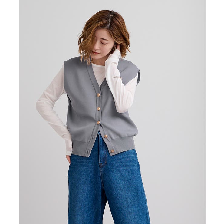 ゴールド釦コクーンニットベスト【UR’S ユアーズ】 | titivate | 詳細画像10 