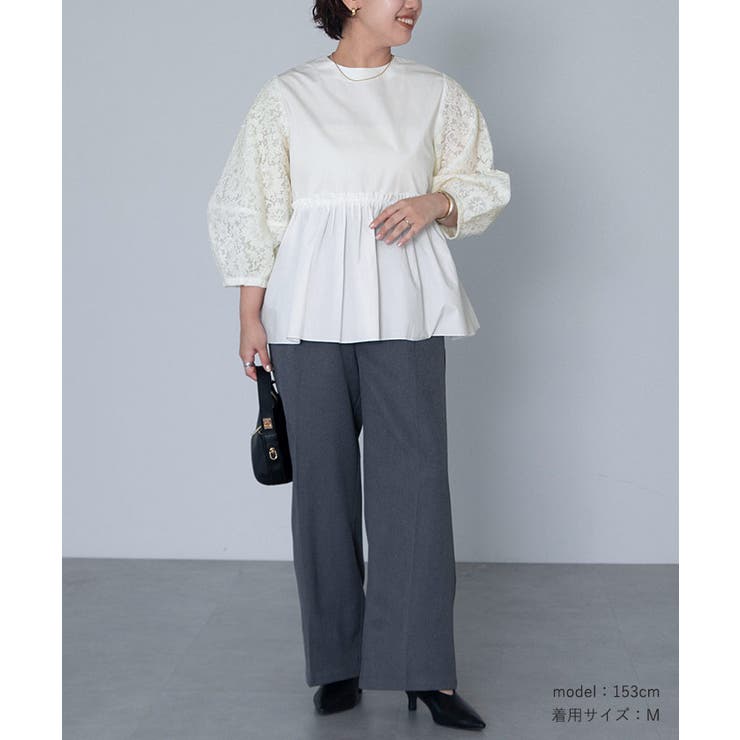 Ballsey ウエストギャザーブラウス 新品未使用 Ballsey ブラウス シャツ マーガレットカットジャカード