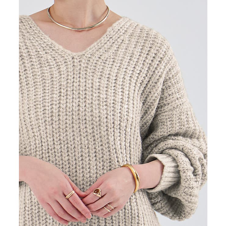 ラメローゲージVネックオーバーサイズニット【UR’S ユアーズ】 | titivate | 詳細画像17 