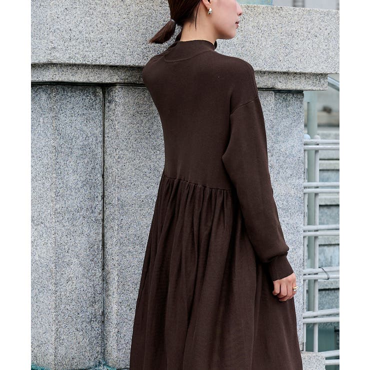 ハイネックウエストギャザーフレアニットワンピース【UR’S ユアーズ】 | titivate | 詳細画像16 