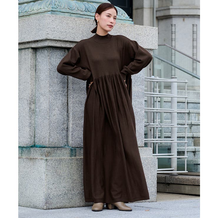 ハイネックウエストギャザーフレアニットワンピース【UR’S ユアーズ】 | titivate | 詳細画像17 