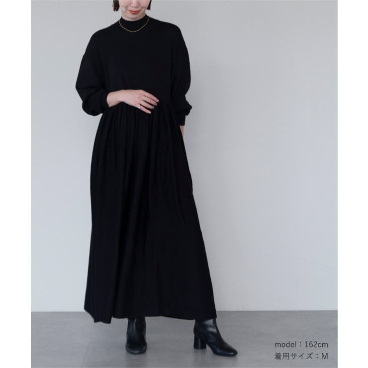 ハイネックウエストギャザーフレアニットワンピース【UR’S ユアーズ】 | titivate | 詳細画像2 