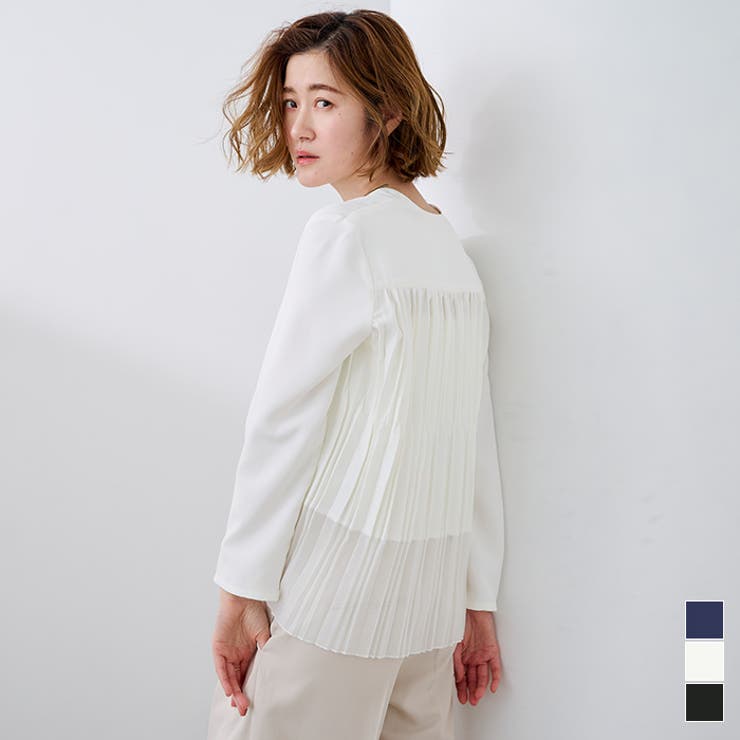 裾シアーバックプリーツブラウス【UR’S ユアーズ】 | titivate | 詳細画像1 