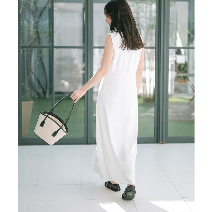 フリルデザインVネックロングワンピース【UR'S ユアーズ】[品番