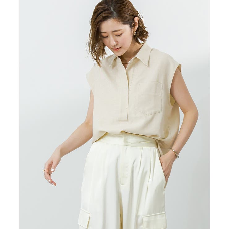 リネンライクフレンチスリーブスキッパーブラウス【UR’S ユアーズ】 | titivate | 詳細画像9 