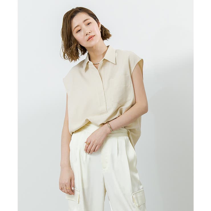 リネンライクフレンチスリーブスキッパーブラウス【UR’S ユアーズ】 | titivate | 詳細画像10 