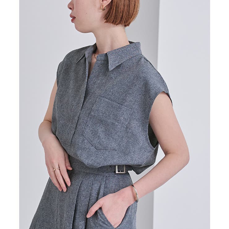 リネンライクフレンチスリーブスキッパーブラウス【UR’S ユアーズ】 | titivate | 詳細画像11 