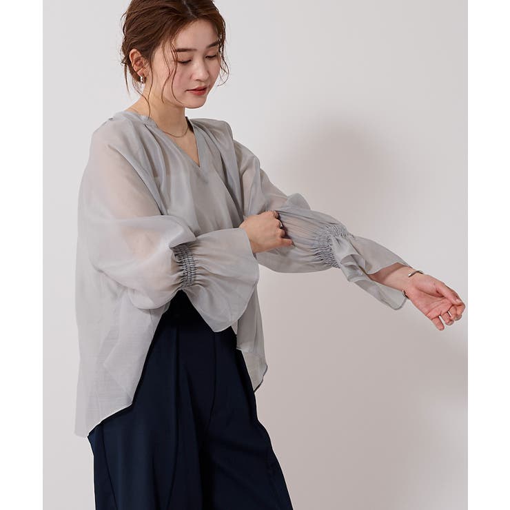 フレアスリーブスキッパーシアーブラウス【UR’S ユアーズ】 | titivate | 詳細画像3 