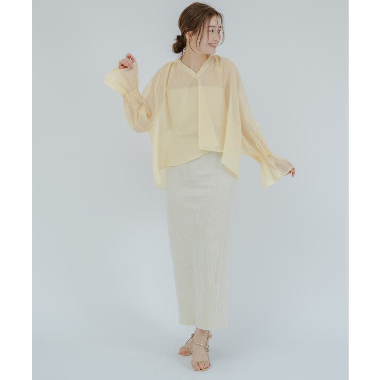 フレアスリーブスキッパーシアーブラウス【UR’S ユアーズ】 | titivate | 詳細画像6 