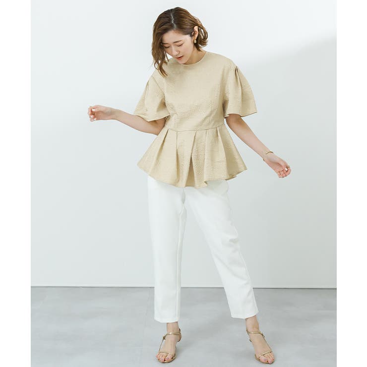 ふくれジャガードフレアスリーブペプラムトップス【UR’S ユアーズ】 | titivate | 詳細画像3 