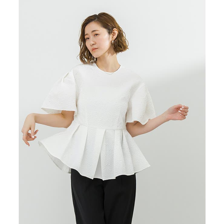 ふくれジャガードフレアスリーブペプラムトップス【UR’S ユアーズ】 | titivate | 詳細画像7 