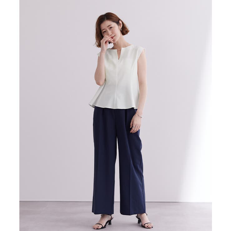 キーネックノースリーブペプラムトップス【UR'S ユアーズ】[品番