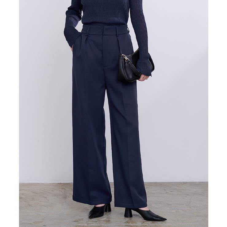 utilite(ユティリテ) マキシ丈タックパンツ(濃紺) utilite(ユティリテ