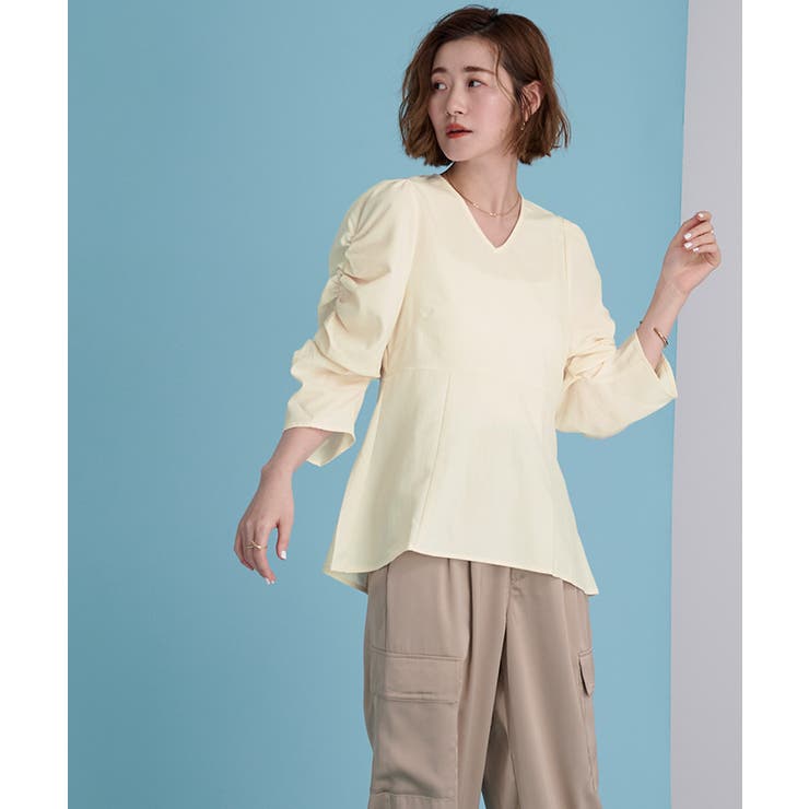 シャーリングデザインスリーブVネックブラウス【UR’S ユアーズ】 | titivate | 詳細画像11 