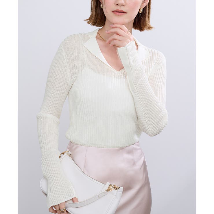 オープンカラーシアーリブニット【UR’S ユアーズ】 | titivate | 詳細画像5 