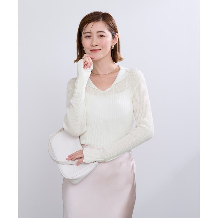 オープンカラーシアーリブニット【UR’S ユアーズ】 | titivate | 詳細画像7 