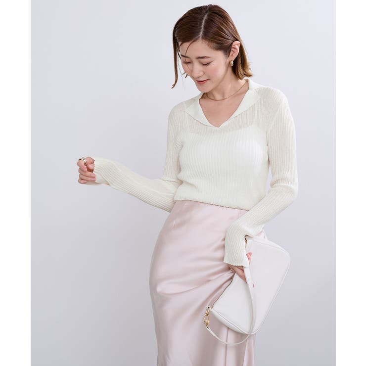 オープンカラーシアーリブニット【UR’S ユアーズ】 | titivate | 詳細画像8 