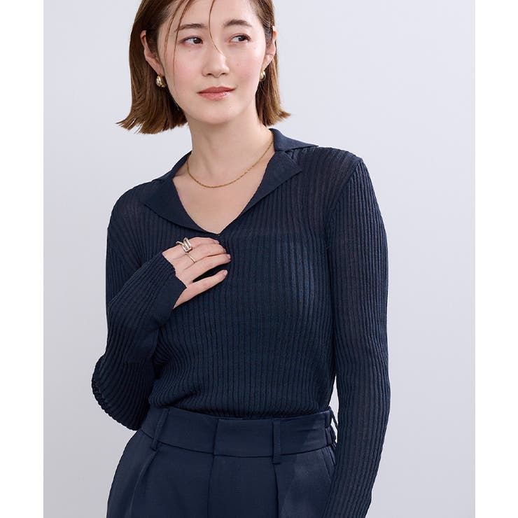 オープンカラーシアーリブニット【UR’S ユアーズ】 | titivate | 詳細画像9 