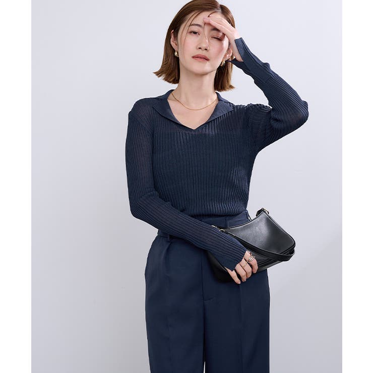 オープンカラーシアーリブニット【UR’S ユアーズ】 | titivate | 詳細画像11 