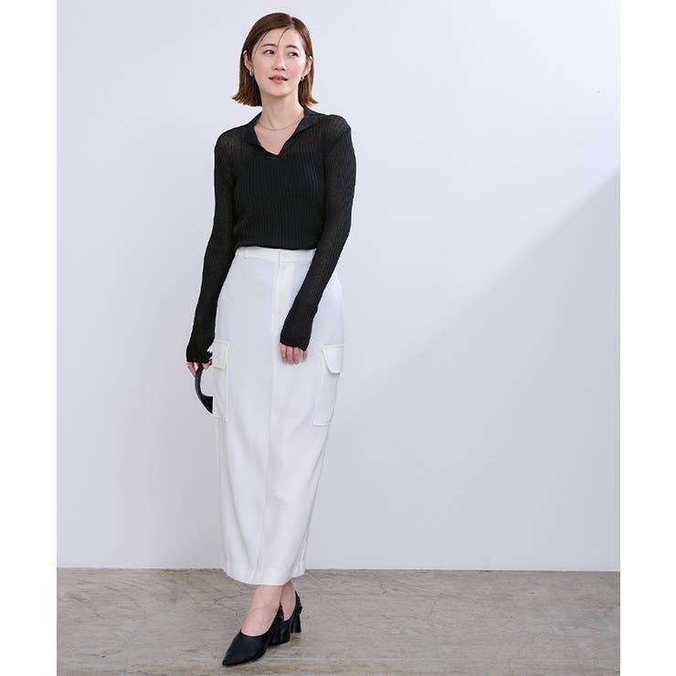 オープンカラーシアーリブニット【UR’S ユアーズ】 | titivate | 詳細画像13 