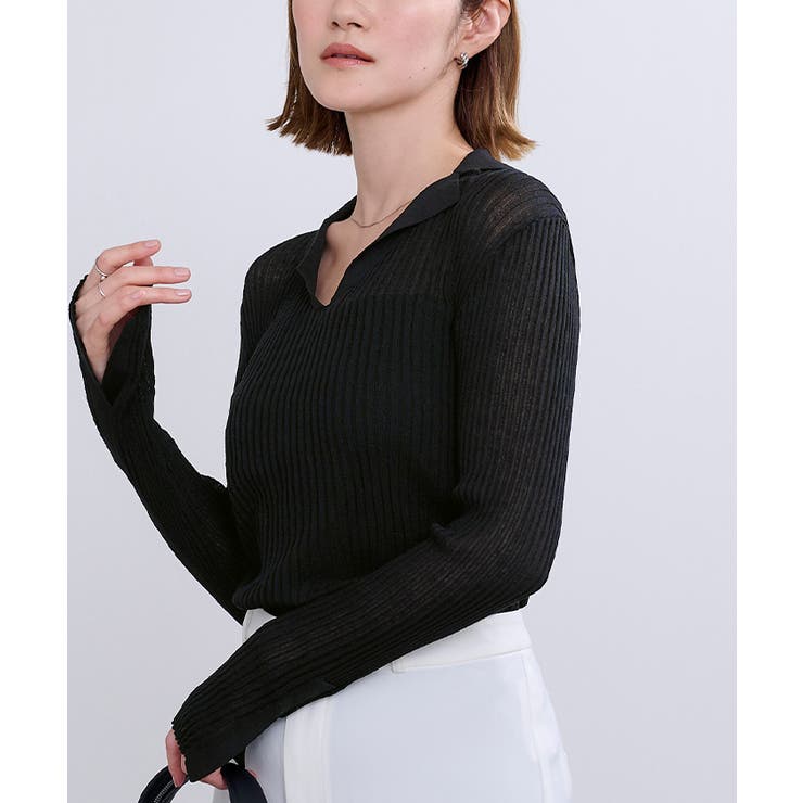 オープンカラーシアーリブニット【UR’S ユアーズ】 | titivate | 詳細画像15 