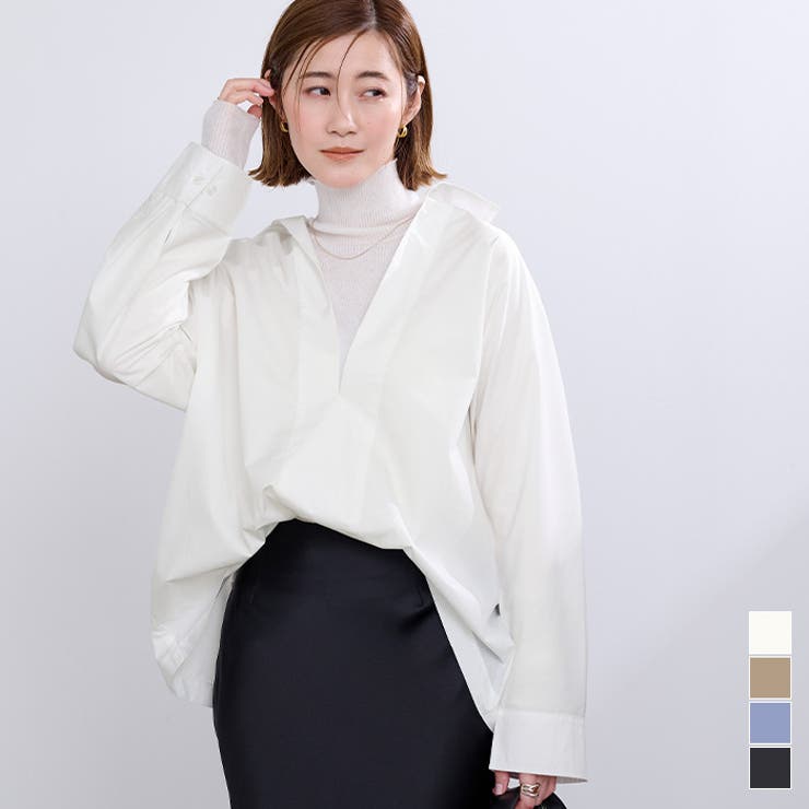 スキッパーネックドルマンスリーブオーバーサイズシャツ【UR'S  ユアーズ】[品番：TV000017318]｜titivate（ティティベート）のレディースファッション通販｜SHOPLIST（ショップリスト）