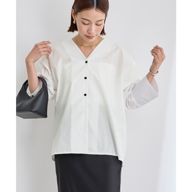 ワイドカフスVネックシャツブラウス【UR’S ユアーズ】 | titivate | 詳細画像4 