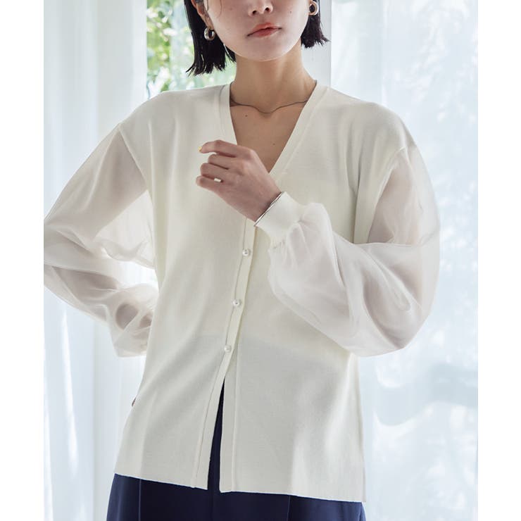 シアースリーブVネックニットカーディガン【UR’S ユアーズ】 | titivate | 詳細画像6 