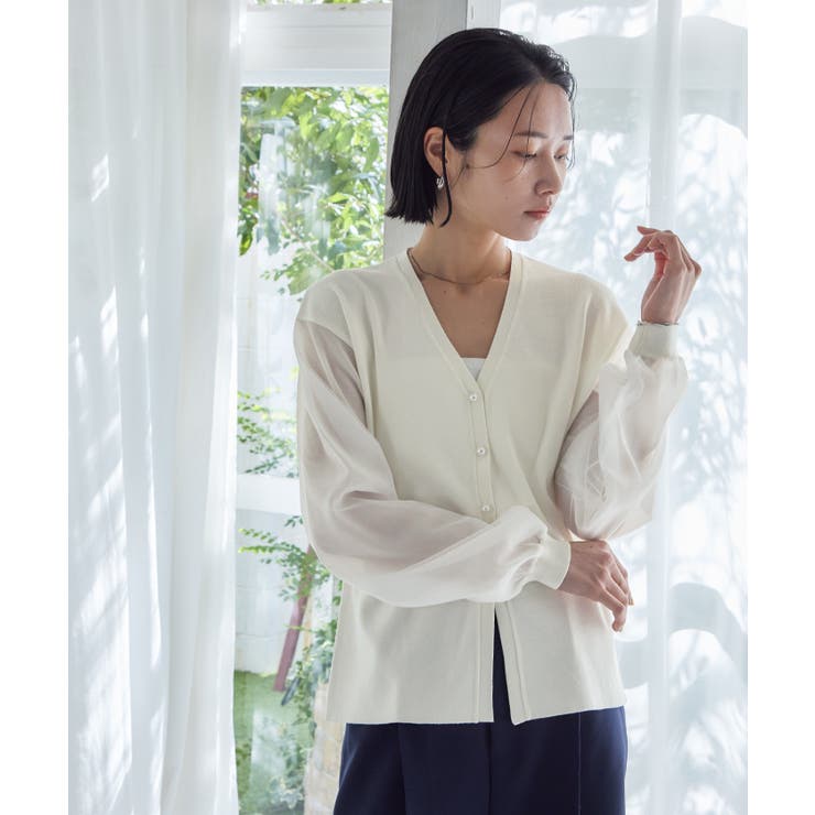 シアースリーブVネックニットカーディガン【UR’S ユアーズ】 | titivate | 詳細画像7 