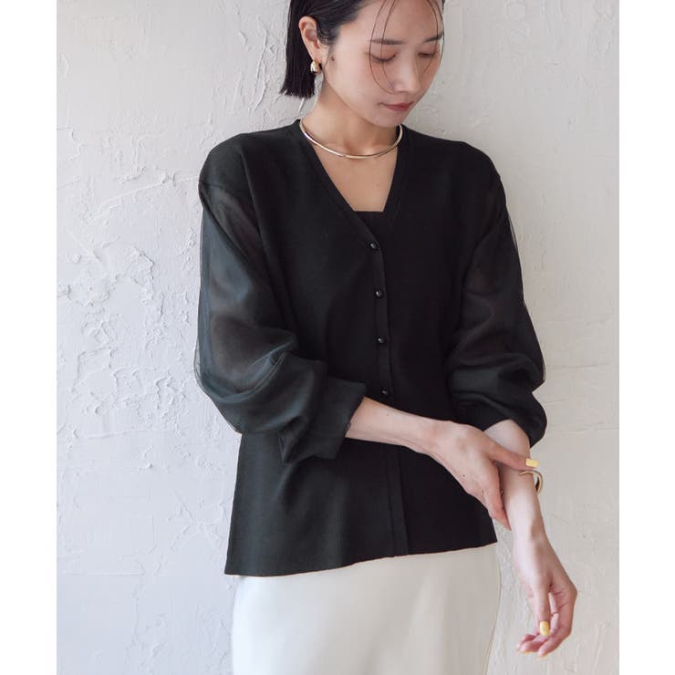 シアースリーブVネックニットカーディガン【UR’S ユアーズ】 | titivate | 詳細画像18 