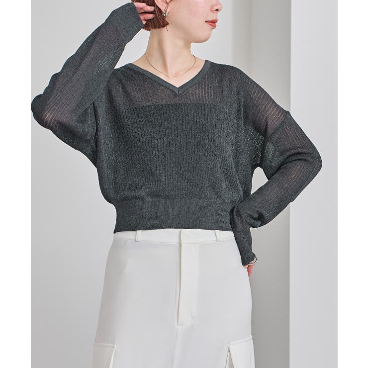 Vネックシアーラメリブニット【UR’S ユアーズ】 | titivate | 詳細画像25 