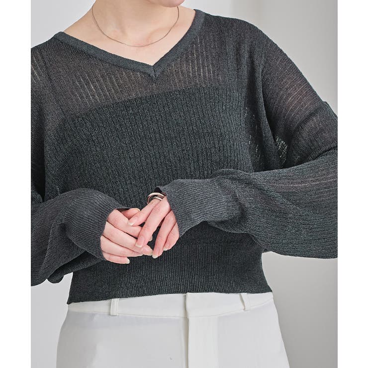 Vネックシアーラメリブニット【UR’S ユアーズ】 | titivate | 詳細画像28 