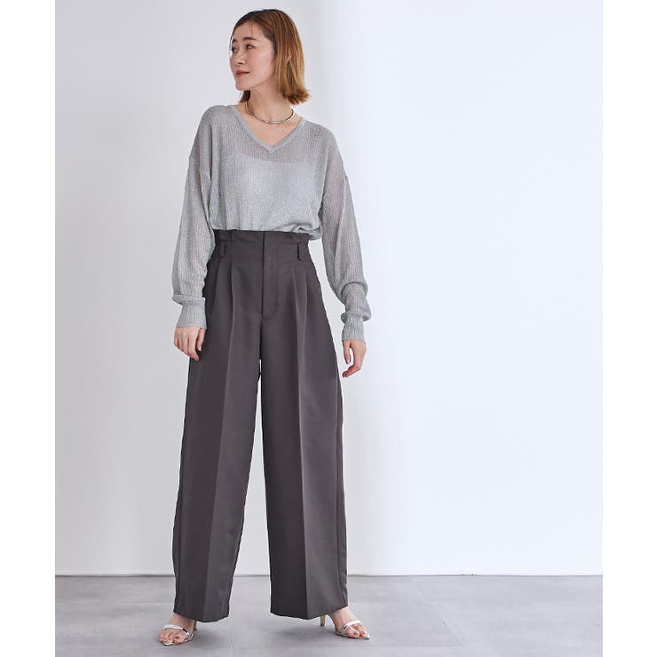 Vネックシアーラメリブニット【UR’S ユアーズ】 | titivate | 詳細画像2 