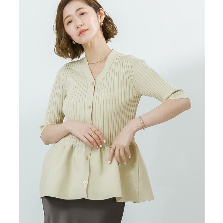 ウエストペプラムVネックハーフスリーブニットカーディガン【UR’S ユアーズ】 | titivate | 詳細画像5 