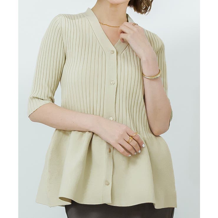 ウエストペプラムVネックハーフスリーブニットカーディガン【UR’S ユアーズ】 | titivate | 詳細画像9 