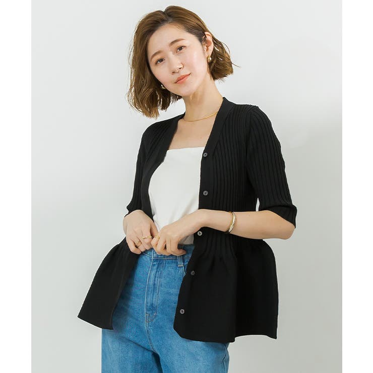 ウエストペプラムVネックハーフスリーブニットカーディガン【UR’S ユアーズ】 | titivate | 詳細画像14 