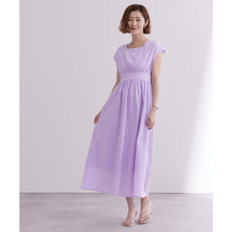 スクエアネックハイウエストフレンチスリーブワンピース【UR’S ユアーズ】 | titivate | 詳細画像6 