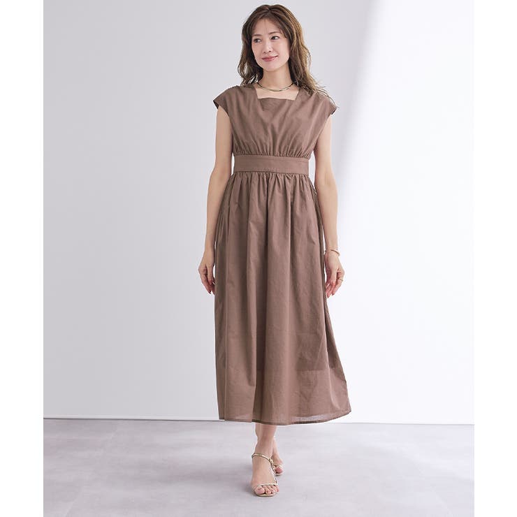 スクエアネックハイウエストフレンチスリーブワンピース【UR’S ユアーズ】 | titivate | 詳細画像12 