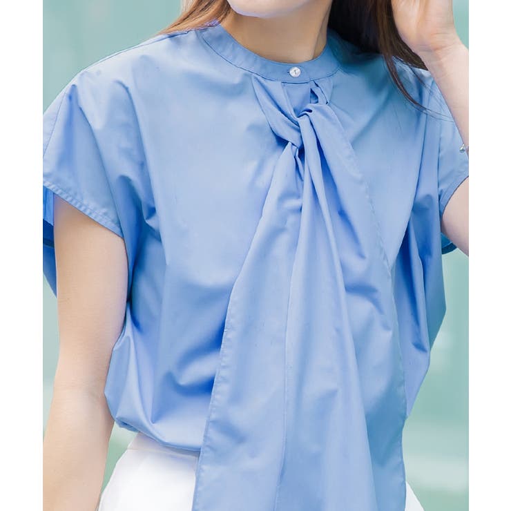 バンドカラーデザインボウタイオーバーサイズブラウス【UR’S ユアーズ】 | titivate | 詳細画像13 