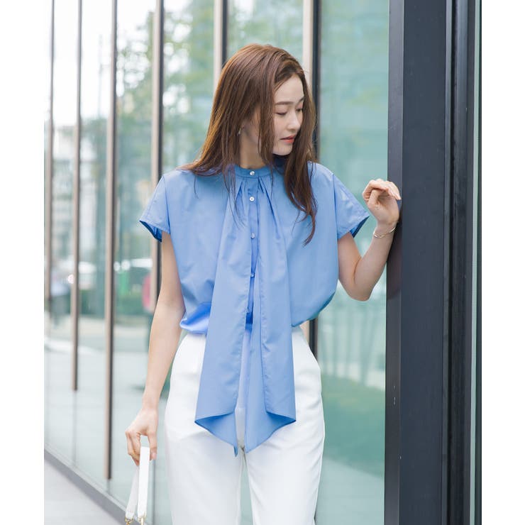 バンドカラーデザインボウタイオーバーサイズブラウス【UR’S ユアーズ】 | titivate | 詳細画像14 