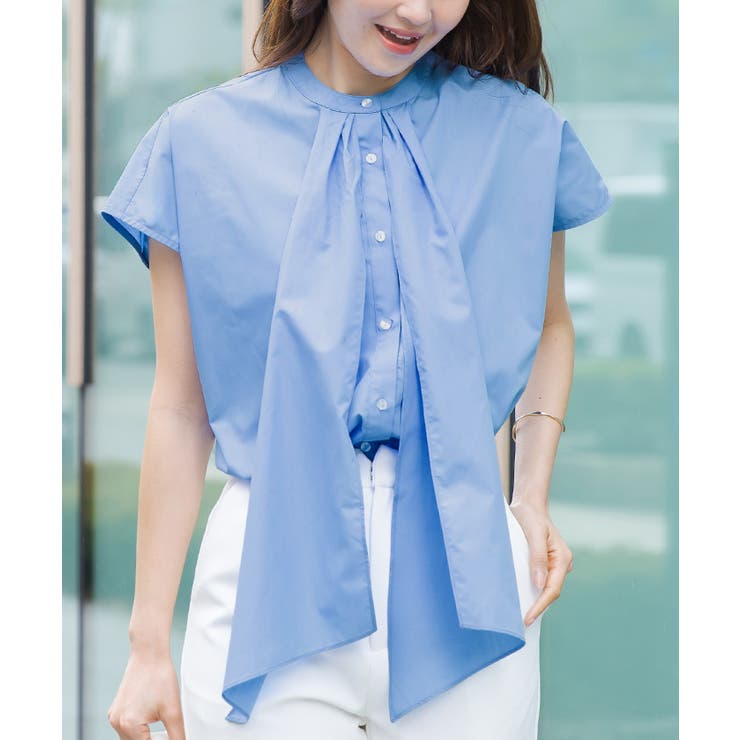 バンドカラーデザインボウタイオーバーサイズブラウス【UR’S ユアーズ】 | titivate | 詳細画像16 