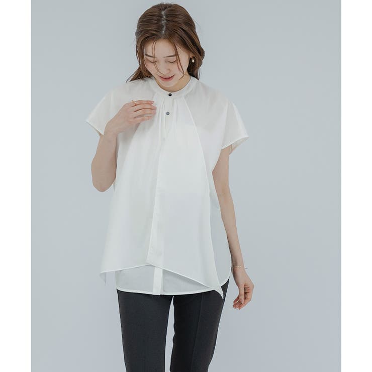 バンドカラーデザインボウタイオーバーサイズブラウス【UR’S ユアーズ】 | titivate | 詳細画像17 