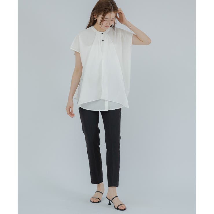 バンドカラーデザインボウタイオーバーサイズブラウス【UR’S ユアーズ】 | titivate | 詳細画像19 